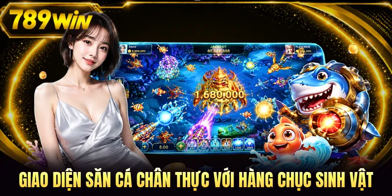 Giao diện săn cá chân thực với hàng chục sinh vật